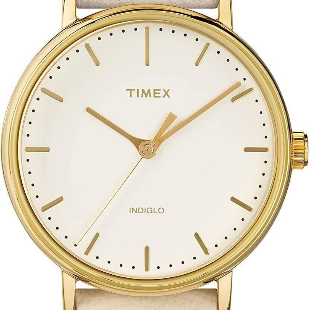 $159 MSRP- Timex Ladies Fairfield with Crystal Accent Ivory Leather Watch